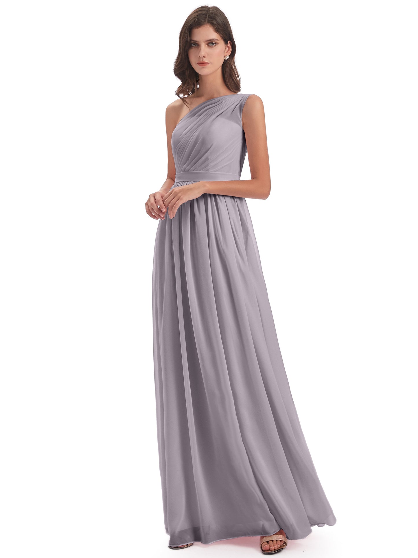 Karlie Floor Length One Shoulder Chiffon Bridesmaid Dresses