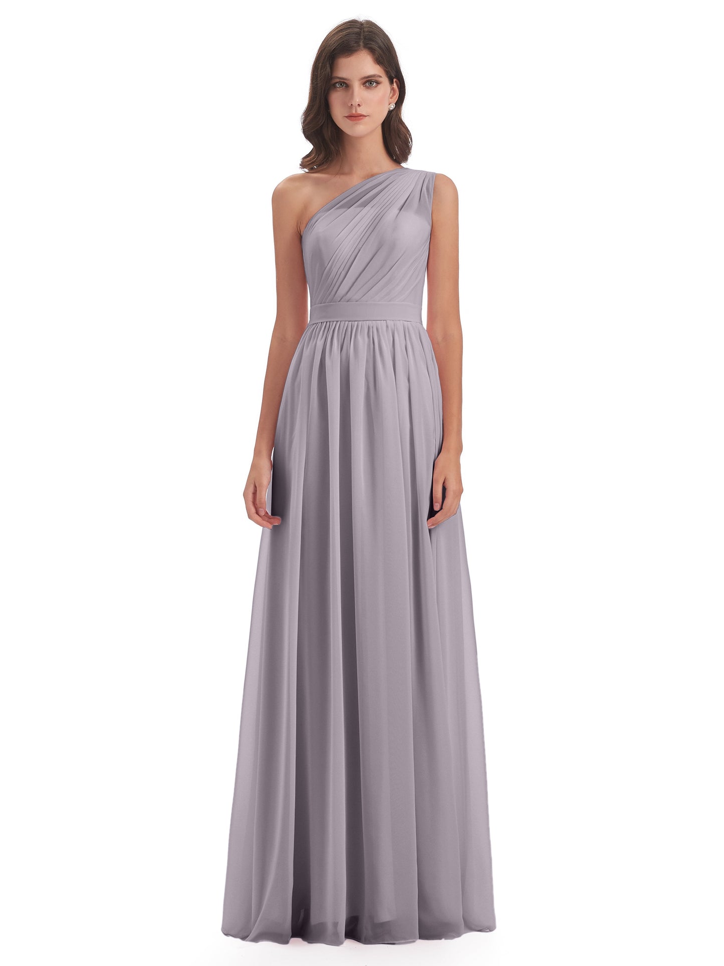 Karlie Floor Length One Shoulder Chiffon Bridesmaid Dresses