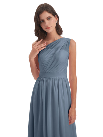 Karlie Floor Length One Shoulder Chiffon Bridesmaid Dresses