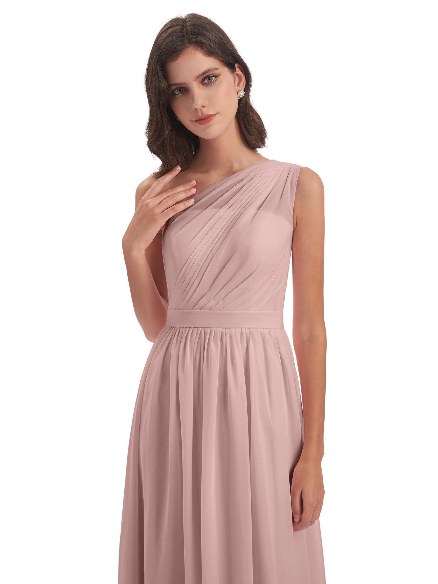 Karlie Floor Length One Shoulder Chiffon Bridesmaid Dresses