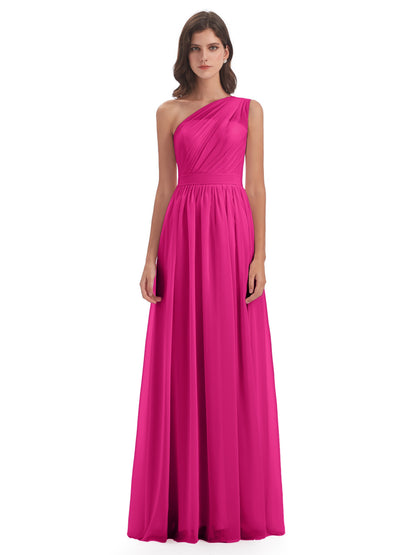 Karlie Floor Length One Shoulder Chiffon Bridesmaid Dresses