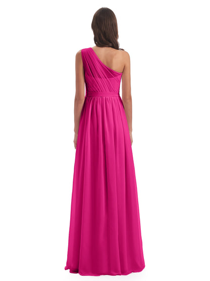 Karlie Floor Length One Shoulder Chiffon Bridesmaid Dresses