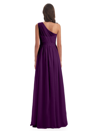 Karlie Floor Length One Shoulder Chiffon Bridesmaid Dresses