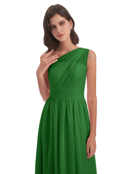 Karlie Floor Length One Shoulder Chiffon Bridesmaid Dresses