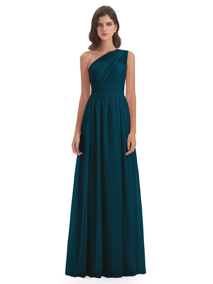 Karlie Floor Length One Shoulder Chiffon Bridesmaid Dresses