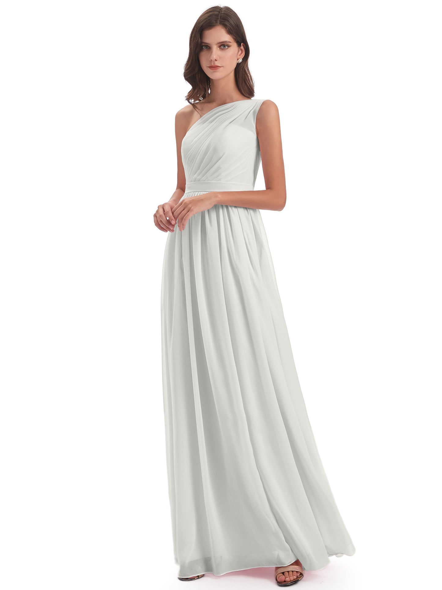 Karlie Floor Length One Shoulder Chiffon Bridesmaid Dresses