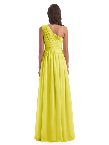 Karlie Floor Length One Shoulder Chiffon Bridesmaid Dresses
