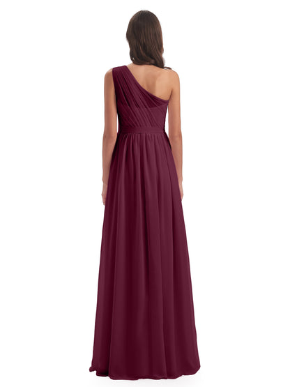 Karlie Floor Length One Shoulder Chiffon Bridesmaid Dresses