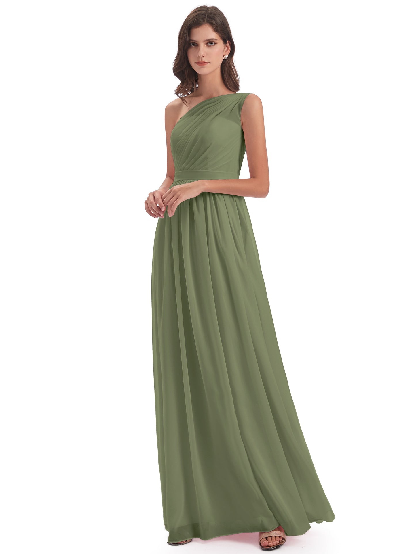 Karlie Floor Length One Shoulder Chiffon Bridesmaid Dresses