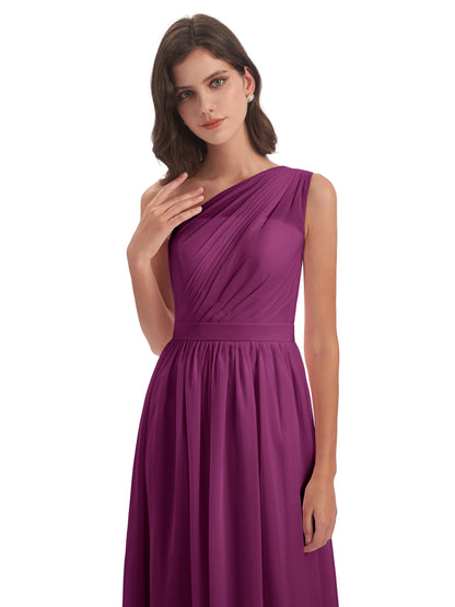 Karlie Floor Length One Shoulder Chiffon Bridesmaid Dresses