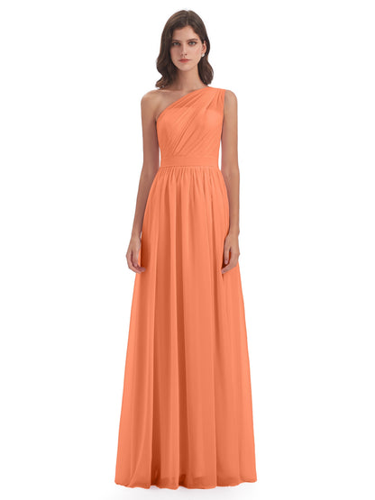Karlie Floor Length One Shoulder Chiffon Bridesmaid Dresses