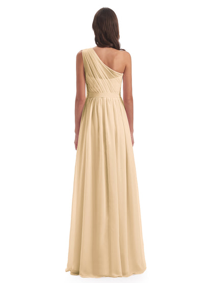 Karlie Floor Length One Shoulder Chiffon Bridesmaid Dresses