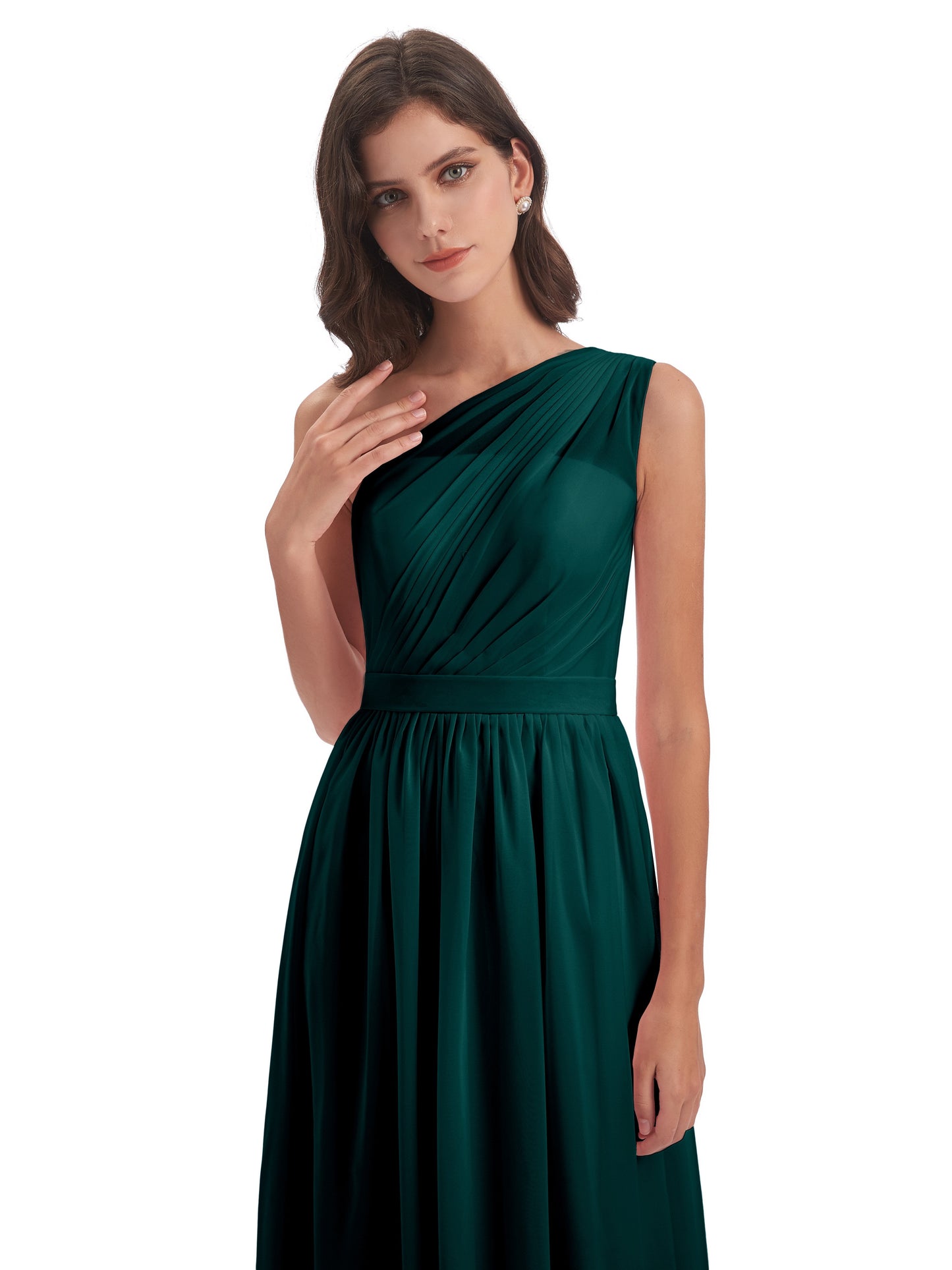 Karlie Floor Length One Shoulder Chiffon Bridesmaid Dresses