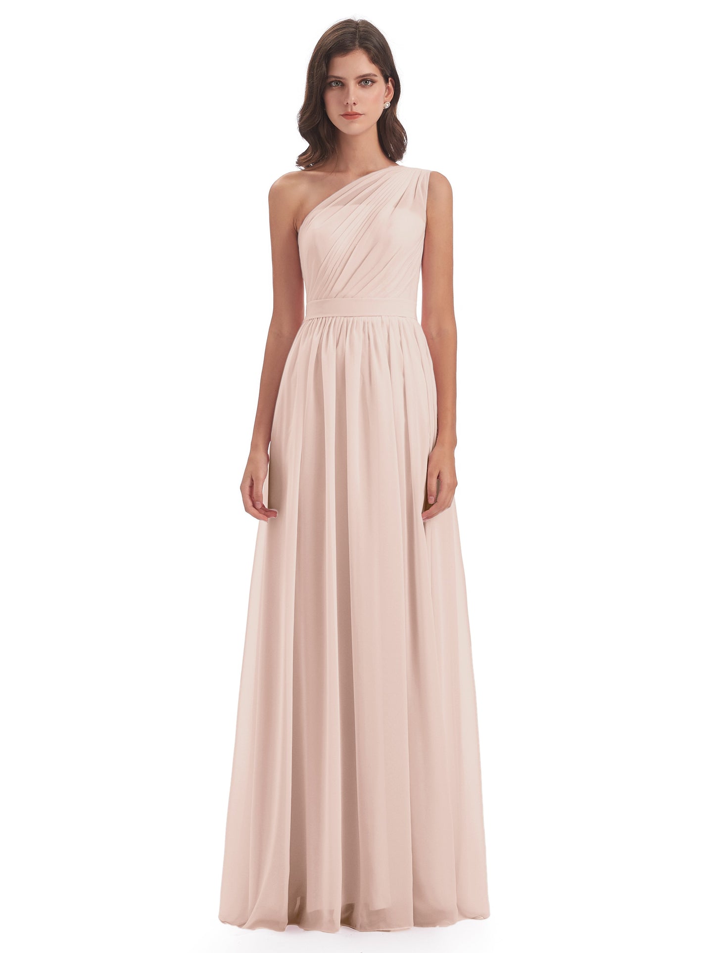 Karlie Floor Length One Shoulder Chiffon Bridesmaid Dresses