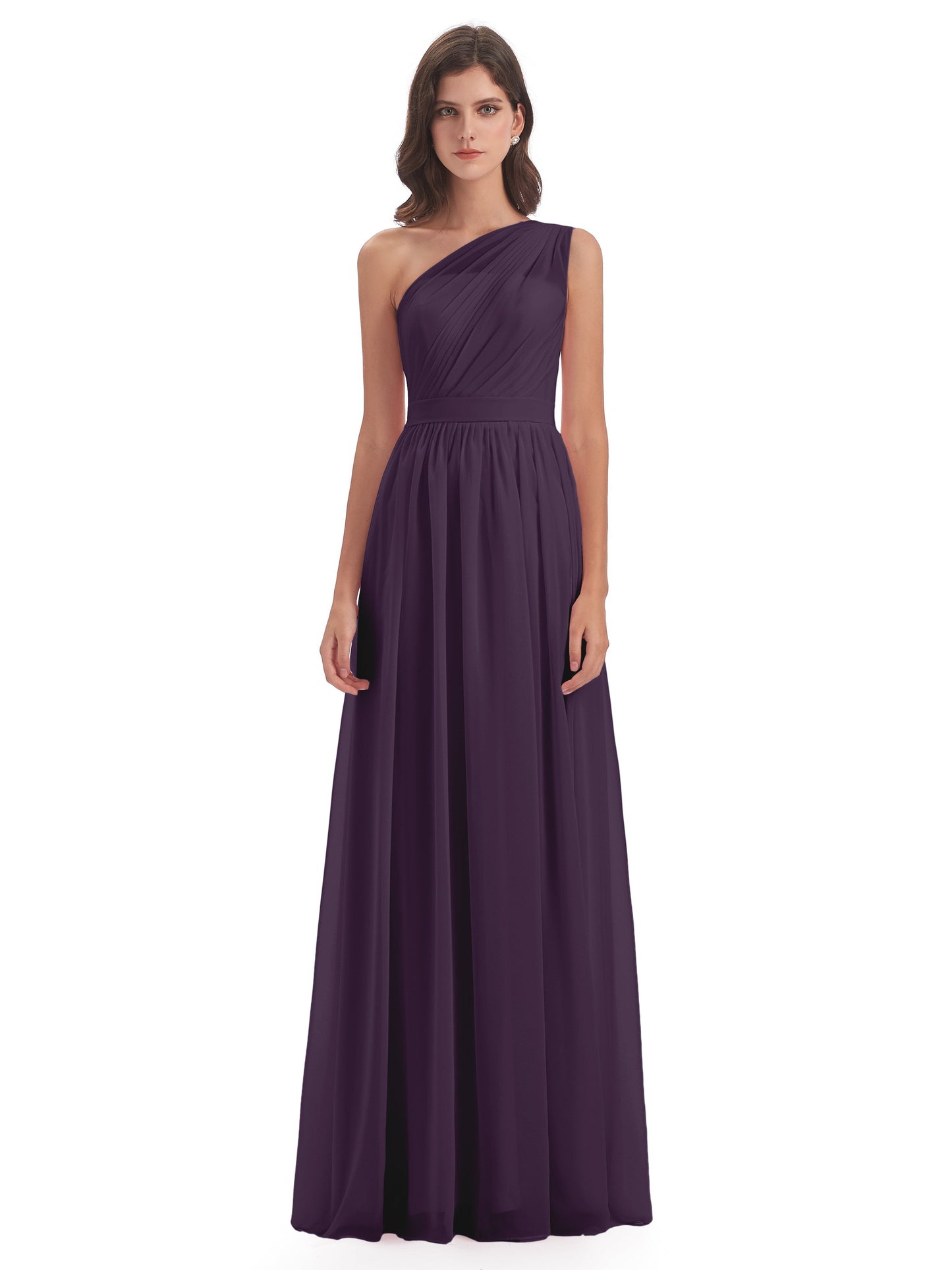 Karlie Floor Length One Shoulder Chiffon Bridesmaid Dresses