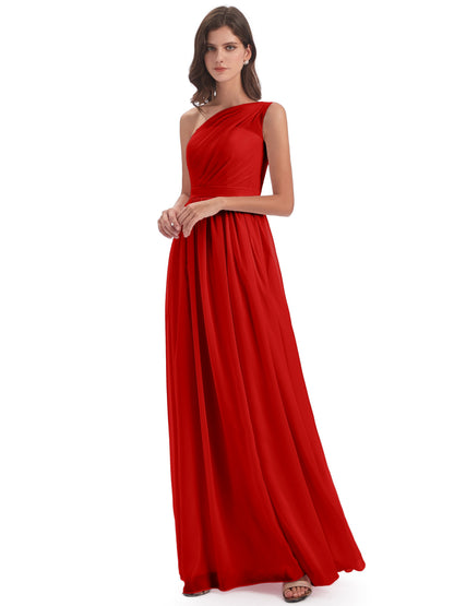 Karlie Floor Length One Shoulder Chiffon Bridesmaid Dresses