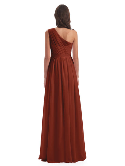 Karlie Floor Length One Shoulder Chiffon Bridesmaid Dresses