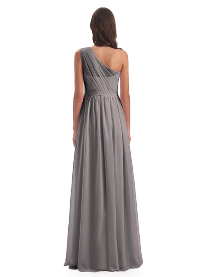 Karlie Floor Length One Shoulder Chiffon Bridesmaid Dresses