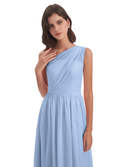 Karlie Floor Length One Shoulder Chiffon Bridesmaid Dresses