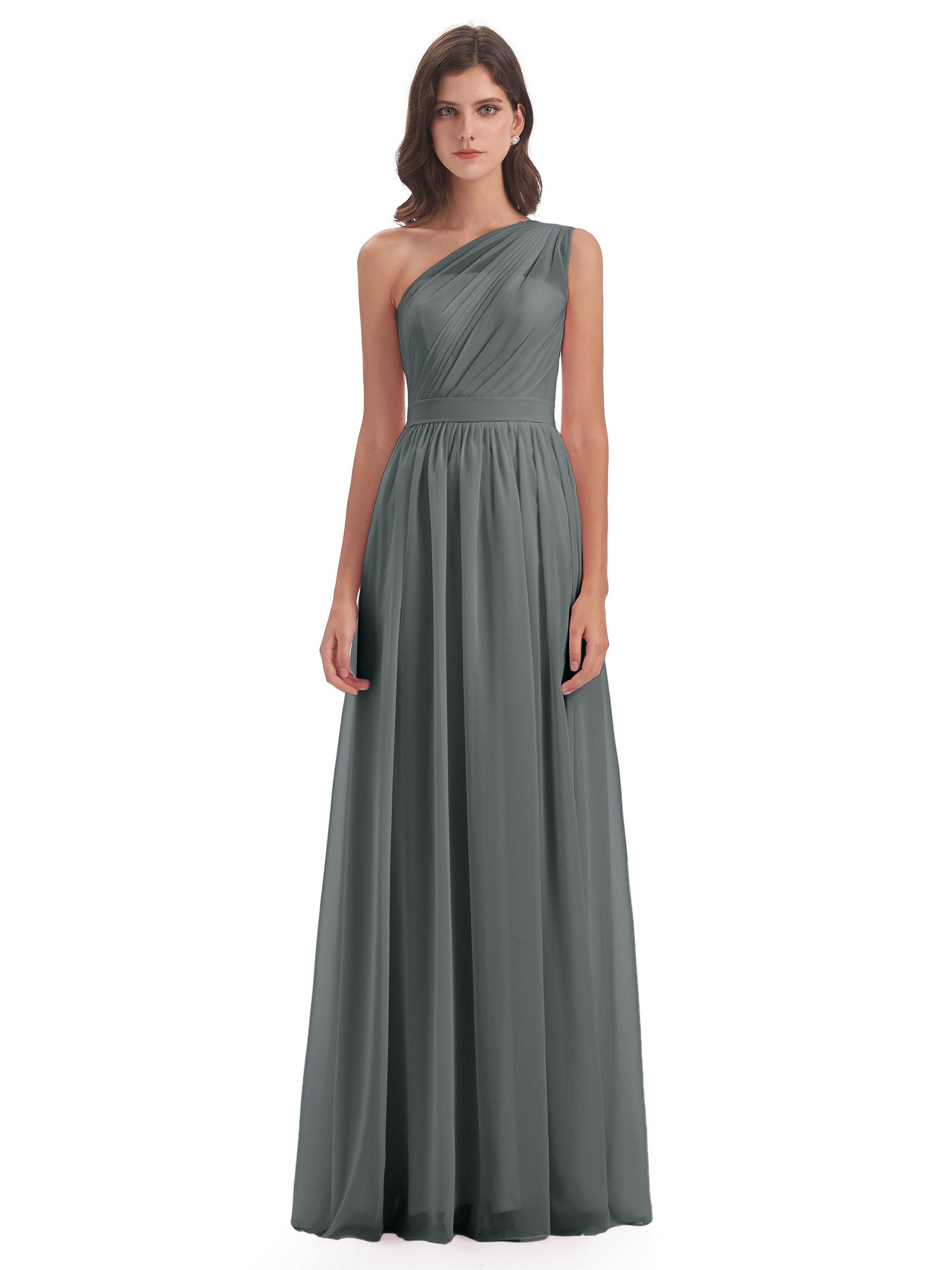 Karlie Floor Length One Shoulder Chiffon Bridesmaid Dresses