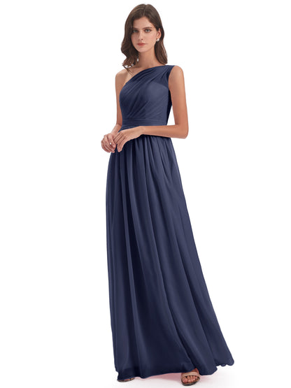 Karlie Floor Length One Shoulder Chiffon Bridesmaid Dresses