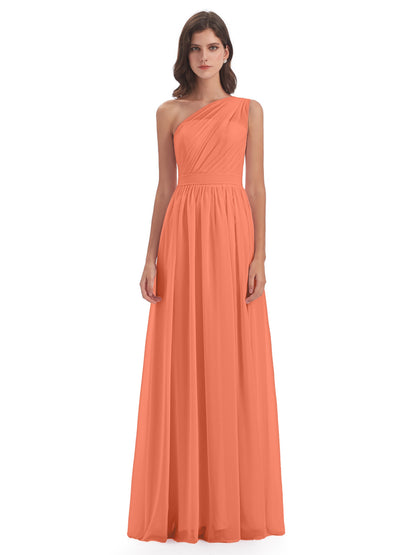 Karlie Floor Length One Shoulder Chiffon Bridesmaid Dresses