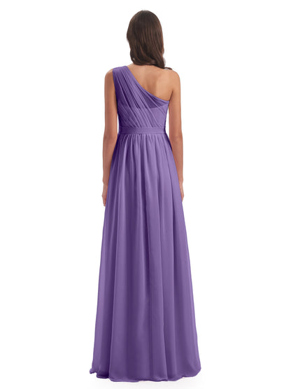 Karlie Floor Length One Shoulder Chiffon Bridesmaid Dresses