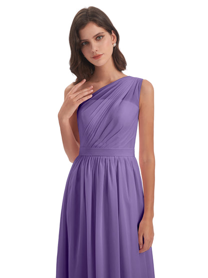 Karlie Floor Length One Shoulder Chiffon Bridesmaid Dresses