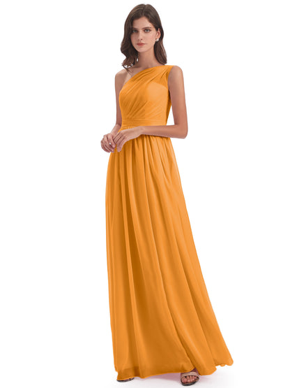 Karlie Floor Length One Shoulder Chiffon Bridesmaid Dresses