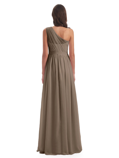 Karlie Floor Length One Shoulder Chiffon Bridesmaid Dresses