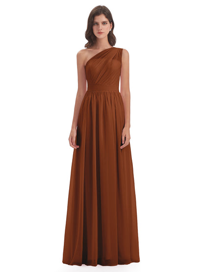 Karlie Floor Length One Shoulder Chiffon Bridesmaid Dresses
