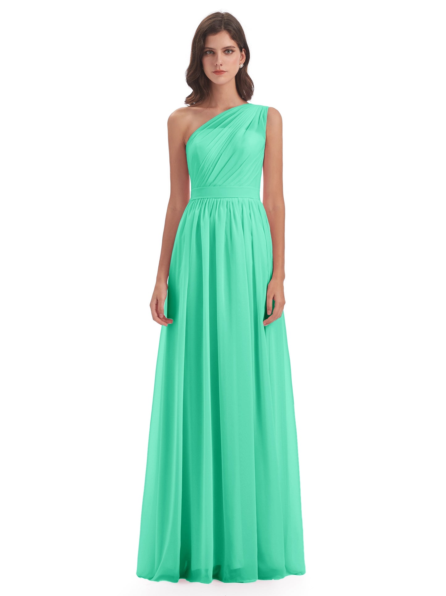 Karlie Floor Length One Shoulder Chiffon Bridesmaid Dresses