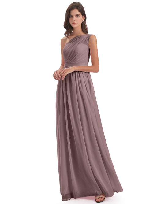 Karlie Floor Length One Shoulder Chiffon Bridesmaid Dresses