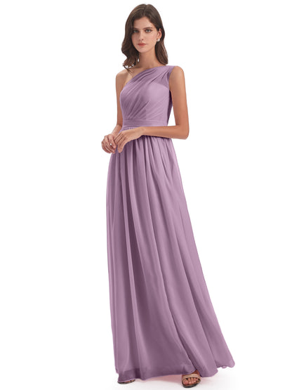 Karlie Floor Length One Shoulder Chiffon Bridesmaid Dresses