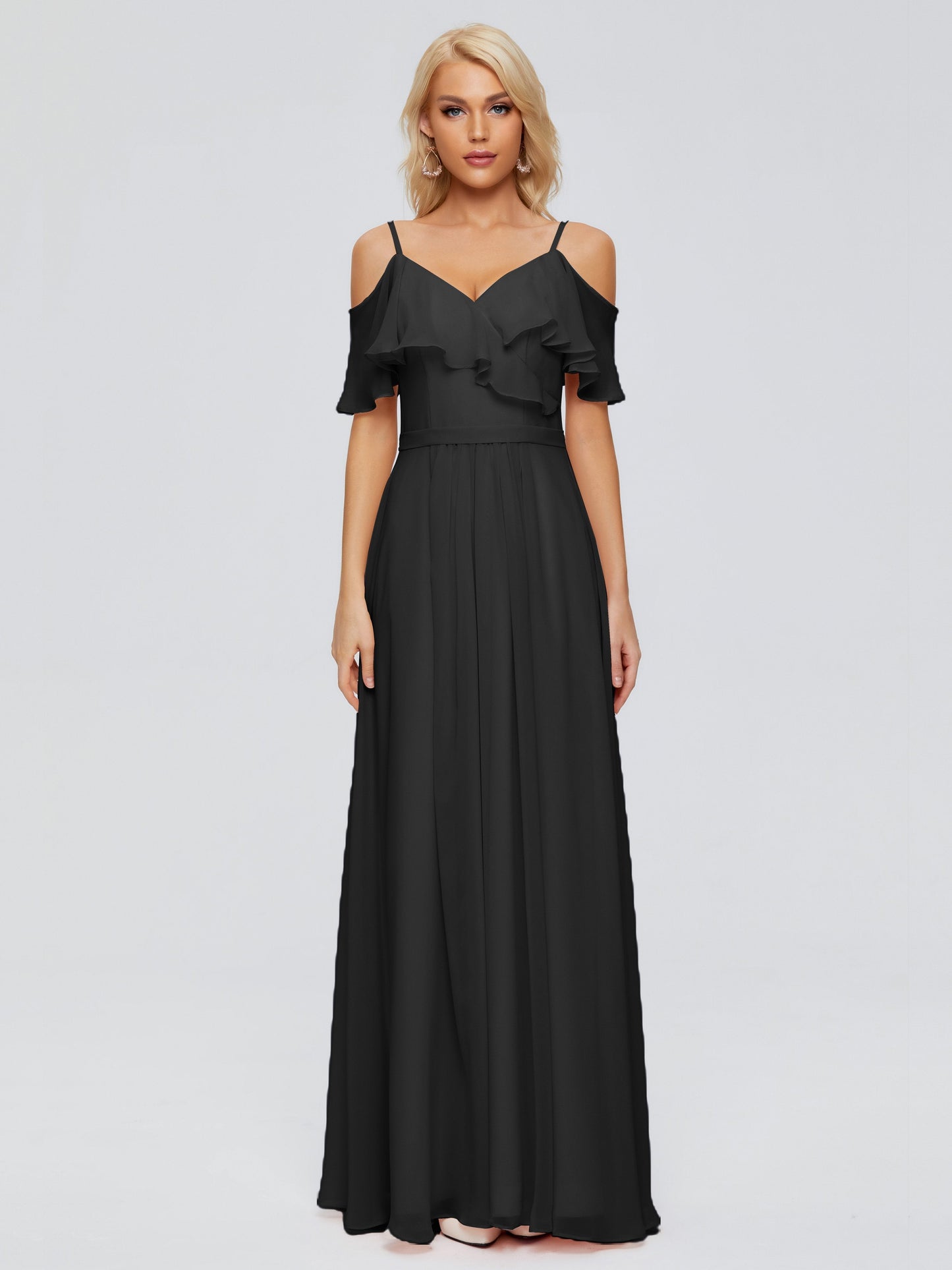 Katherine Spaghetti Straps Ruffles Chiffon Bridesmaid Dresses
