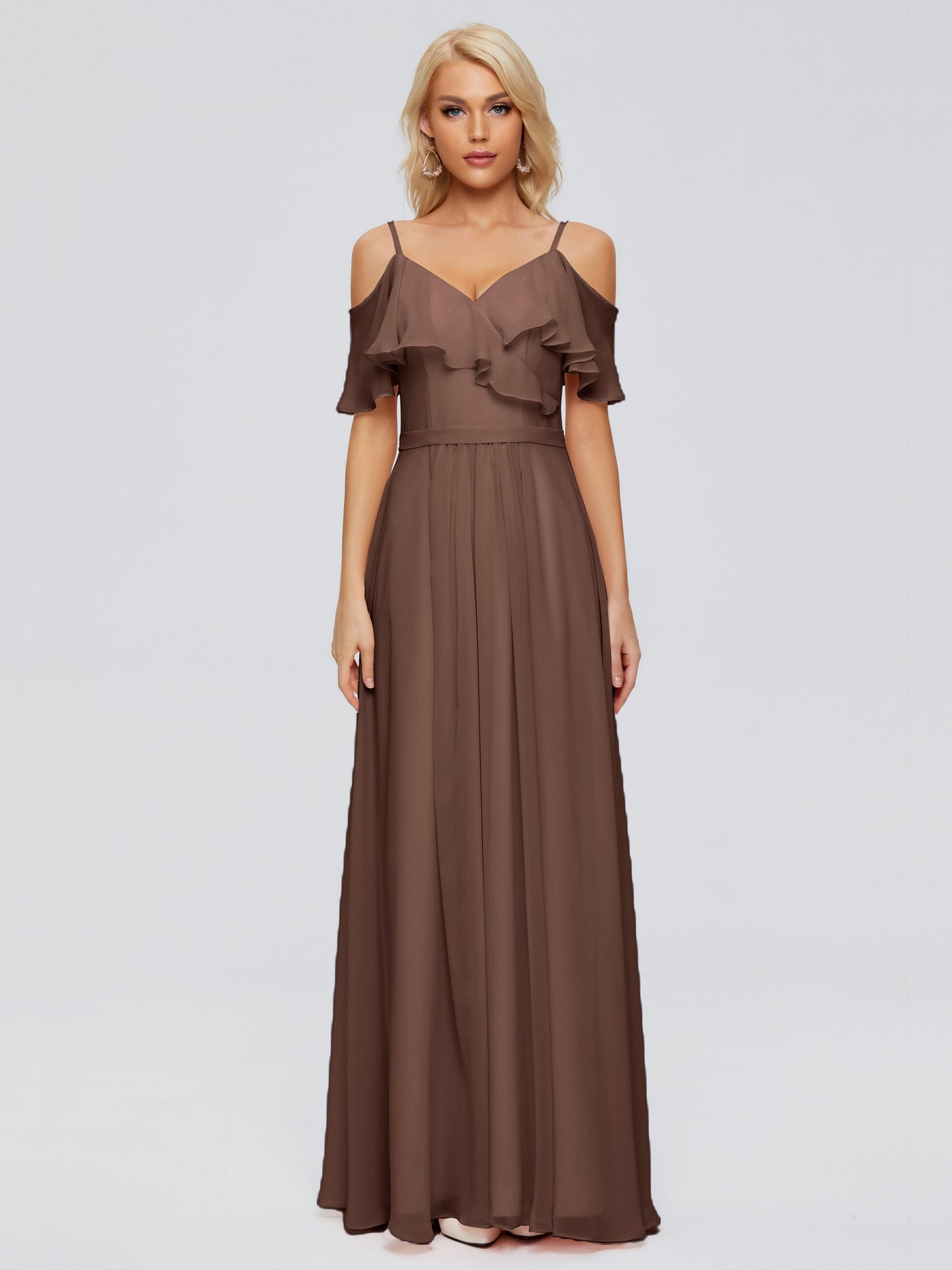 Katherine Spaghetti Straps Ruffles Chiffon Bridesmaid Dresses