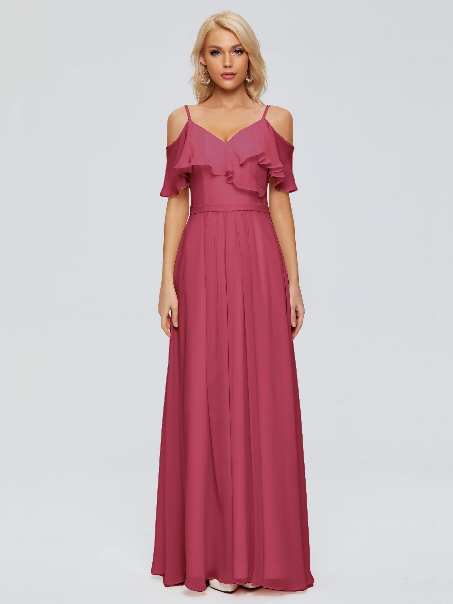 Katherine Spaghetti Straps Ruffles Chiffon Bridesmaid Dresses