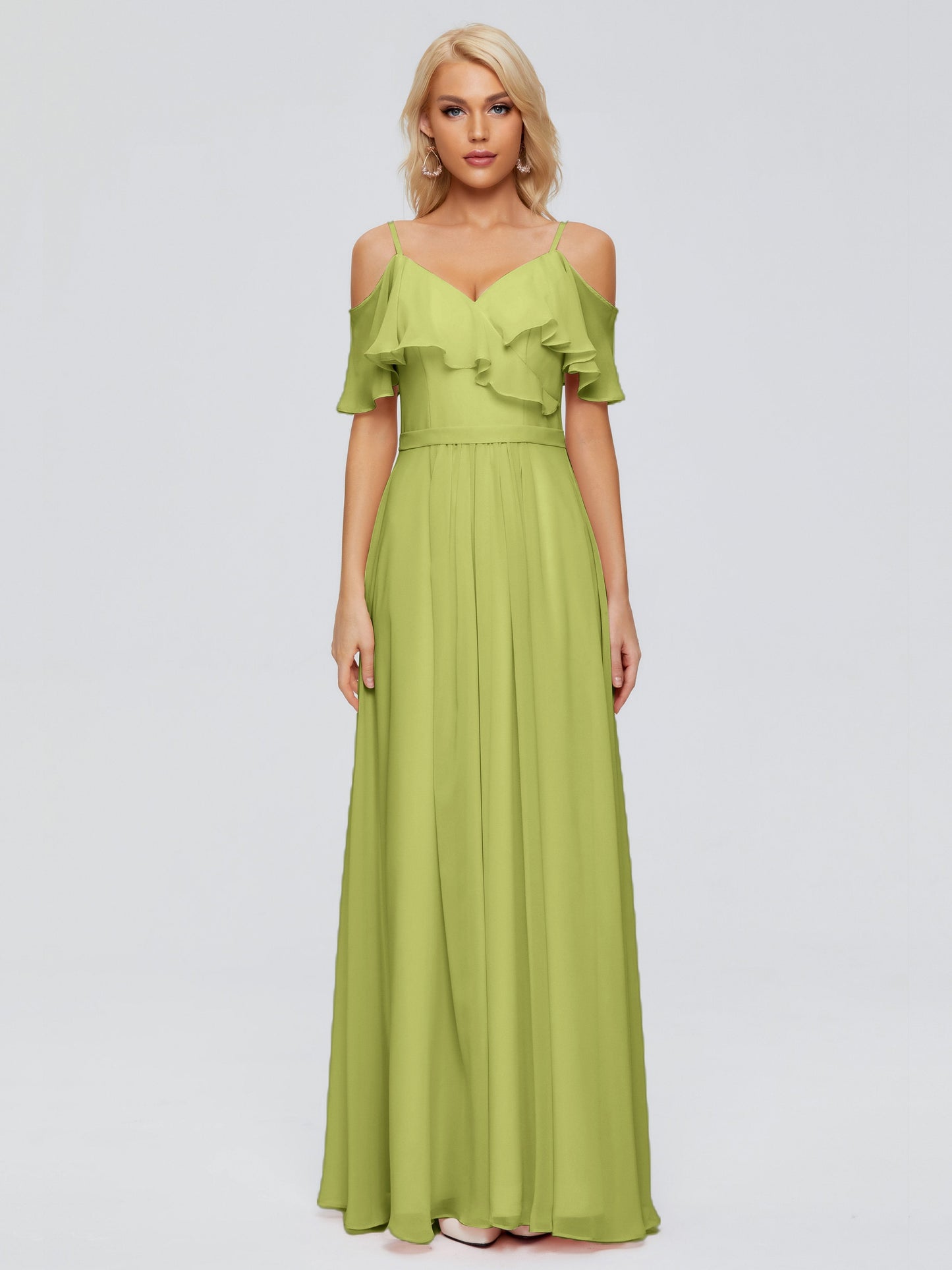 Katherine Spaghetti Straps Ruffles Chiffon Bridesmaid Dresses
