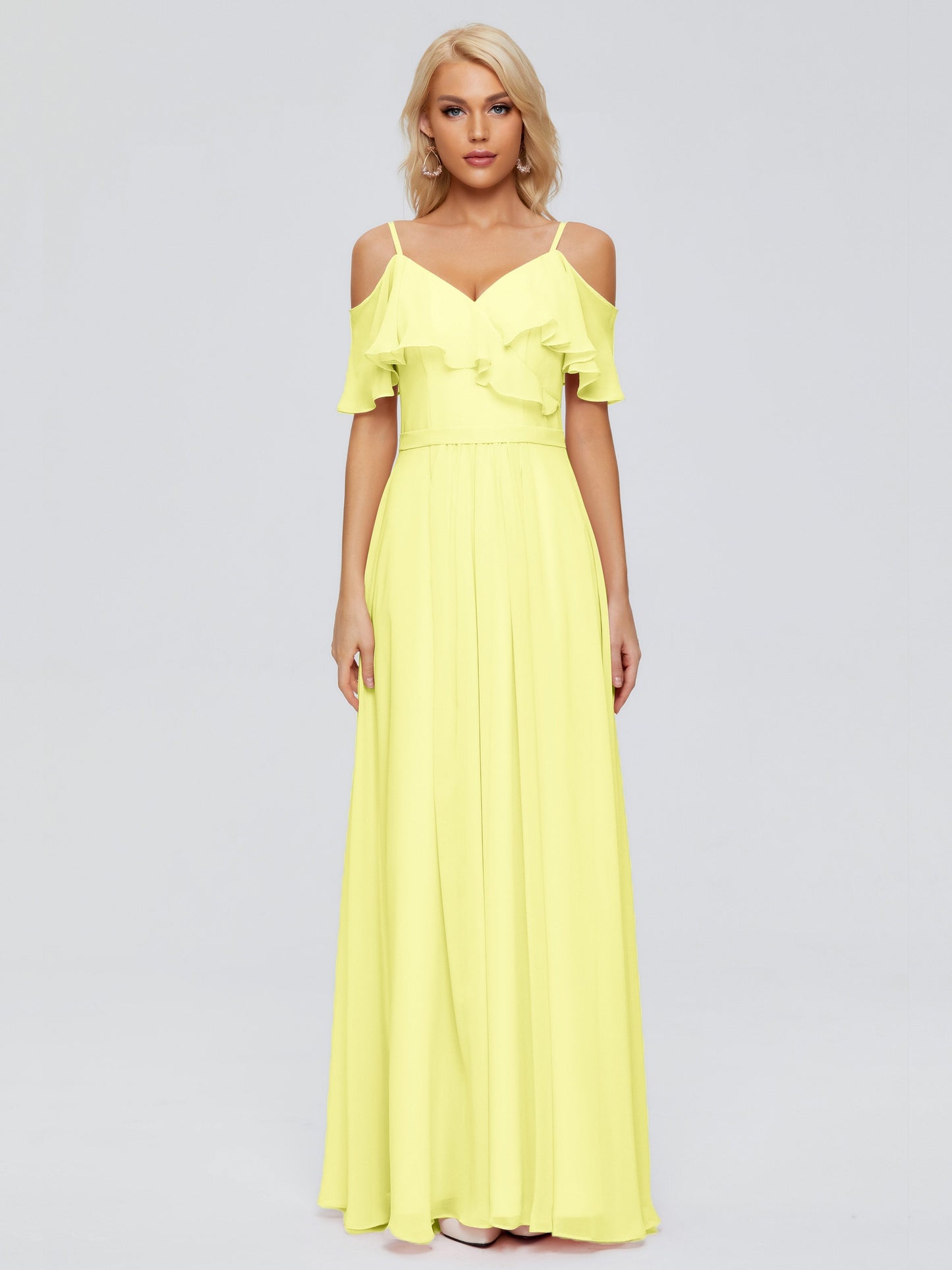 Katherine Spaghetti Straps Ruffles Chiffon Bridesmaid Dresses