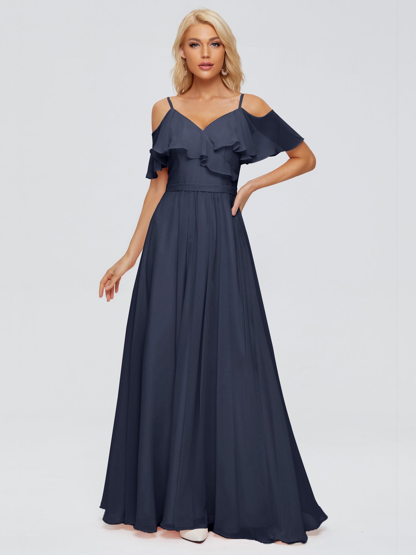 Katherine Spaghetti Straps Ruffles Chiffon Bridesmaid Dresses