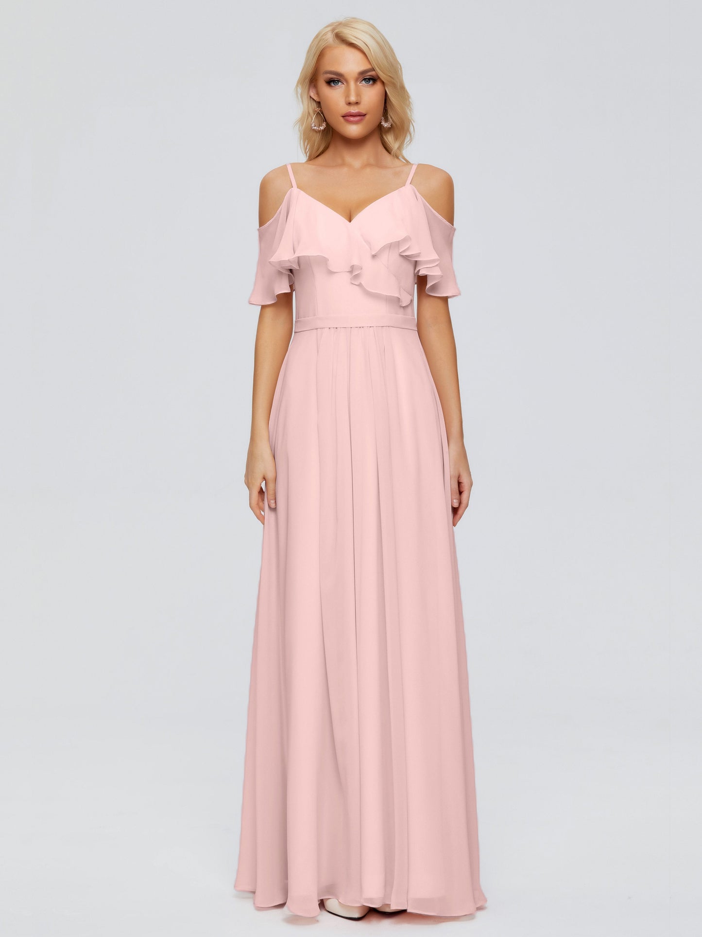Katherine Spaghetti Straps Ruffles Chiffon Bridesmaid Dresses