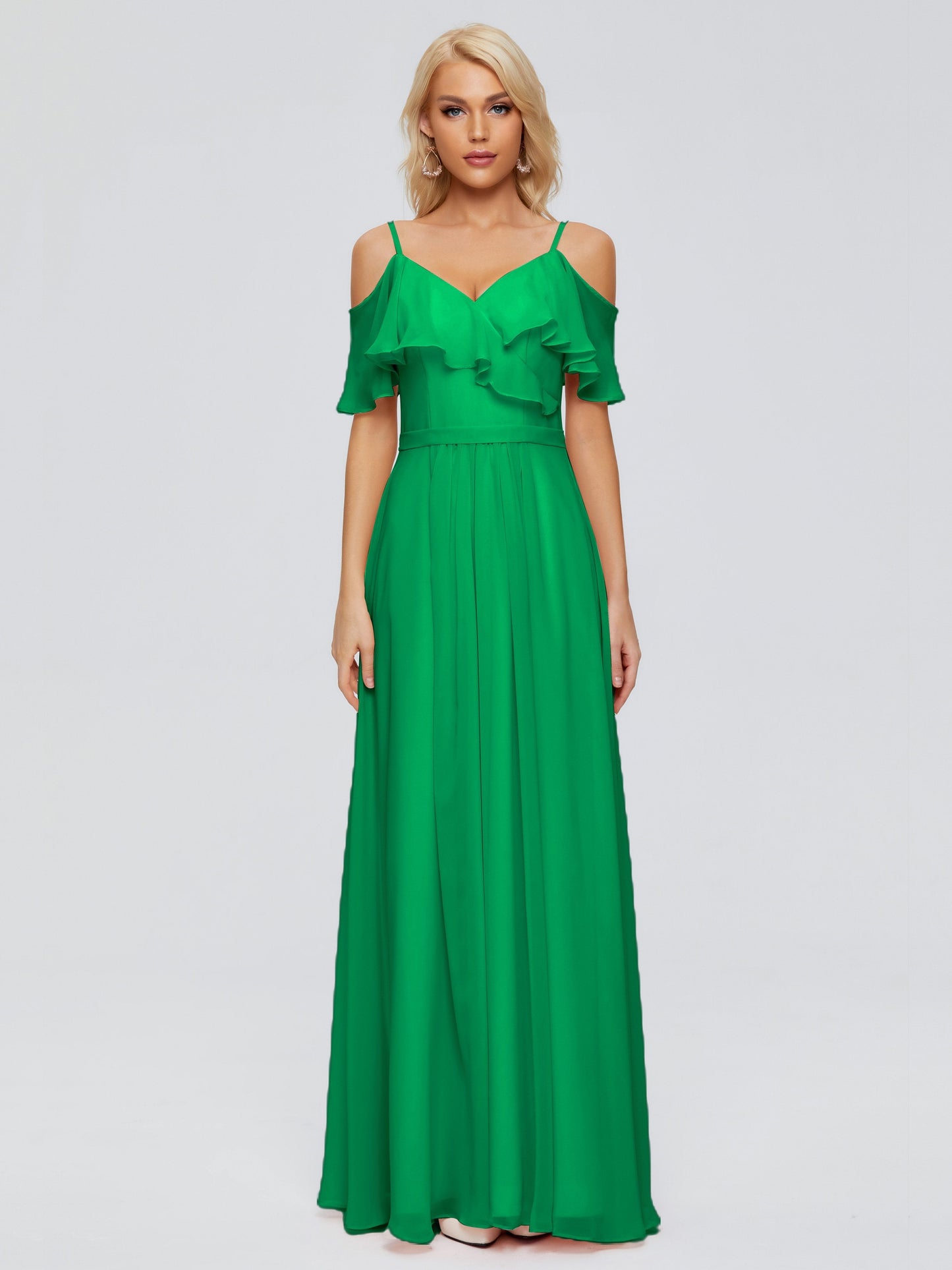 Katherine Spaghetti Straps Ruffles Chiffon Bridesmaid Dresses
