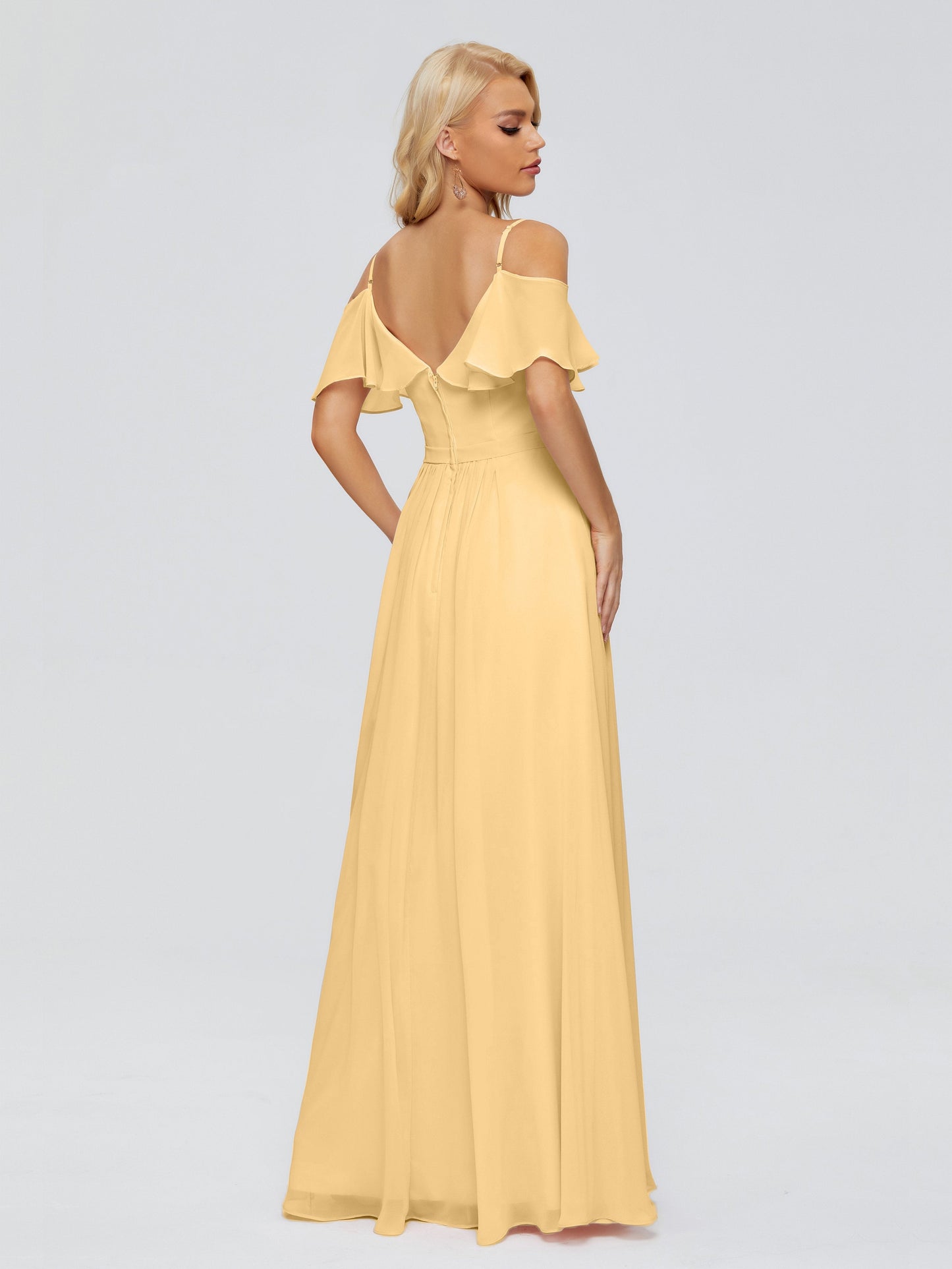Katherine Spaghetti Straps Ruffles Chiffon Bridesmaid Dresses
