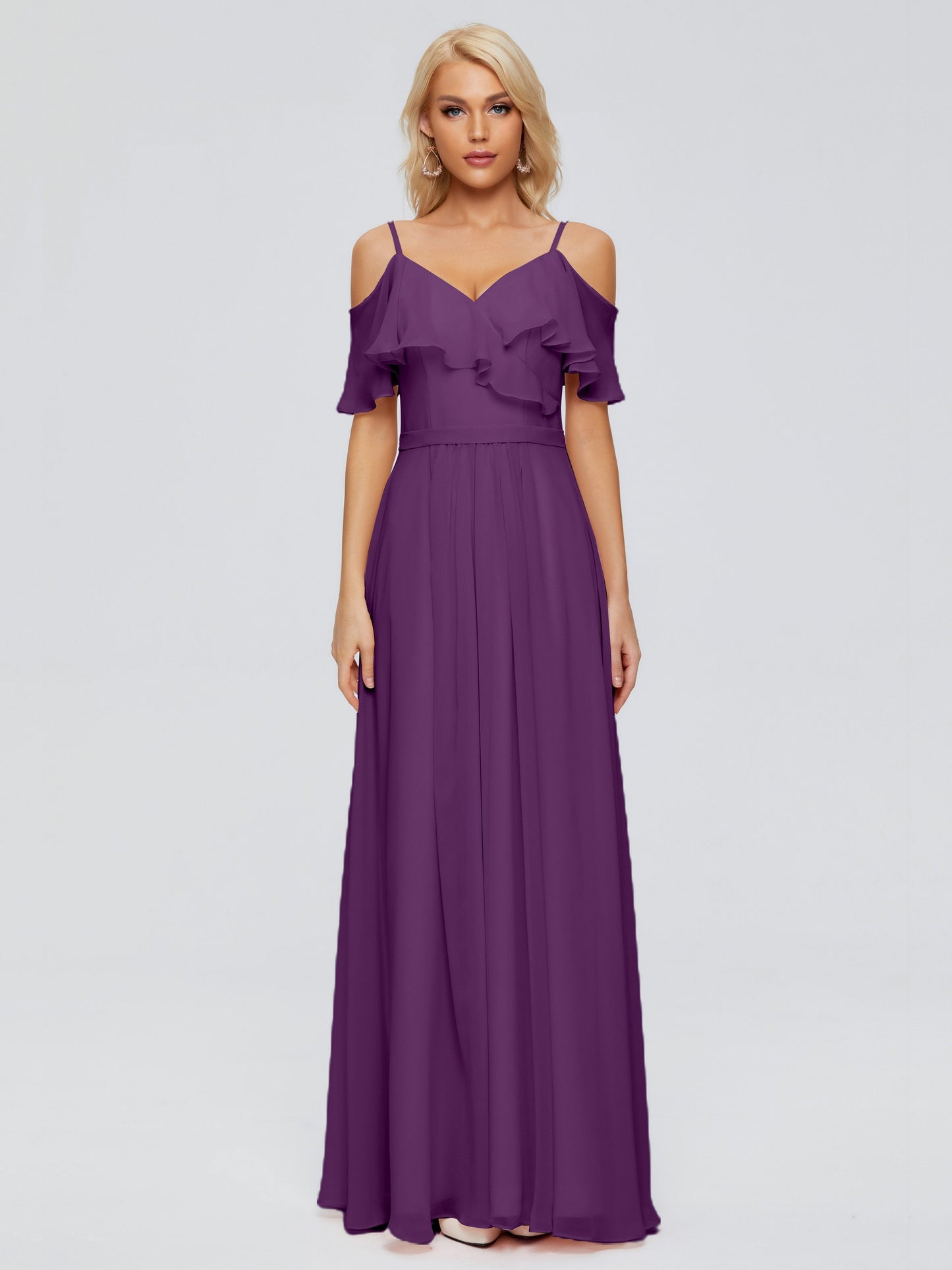 Katherine Spaghetti Straps Ruffles Chiffon Bridesmaid Dresses