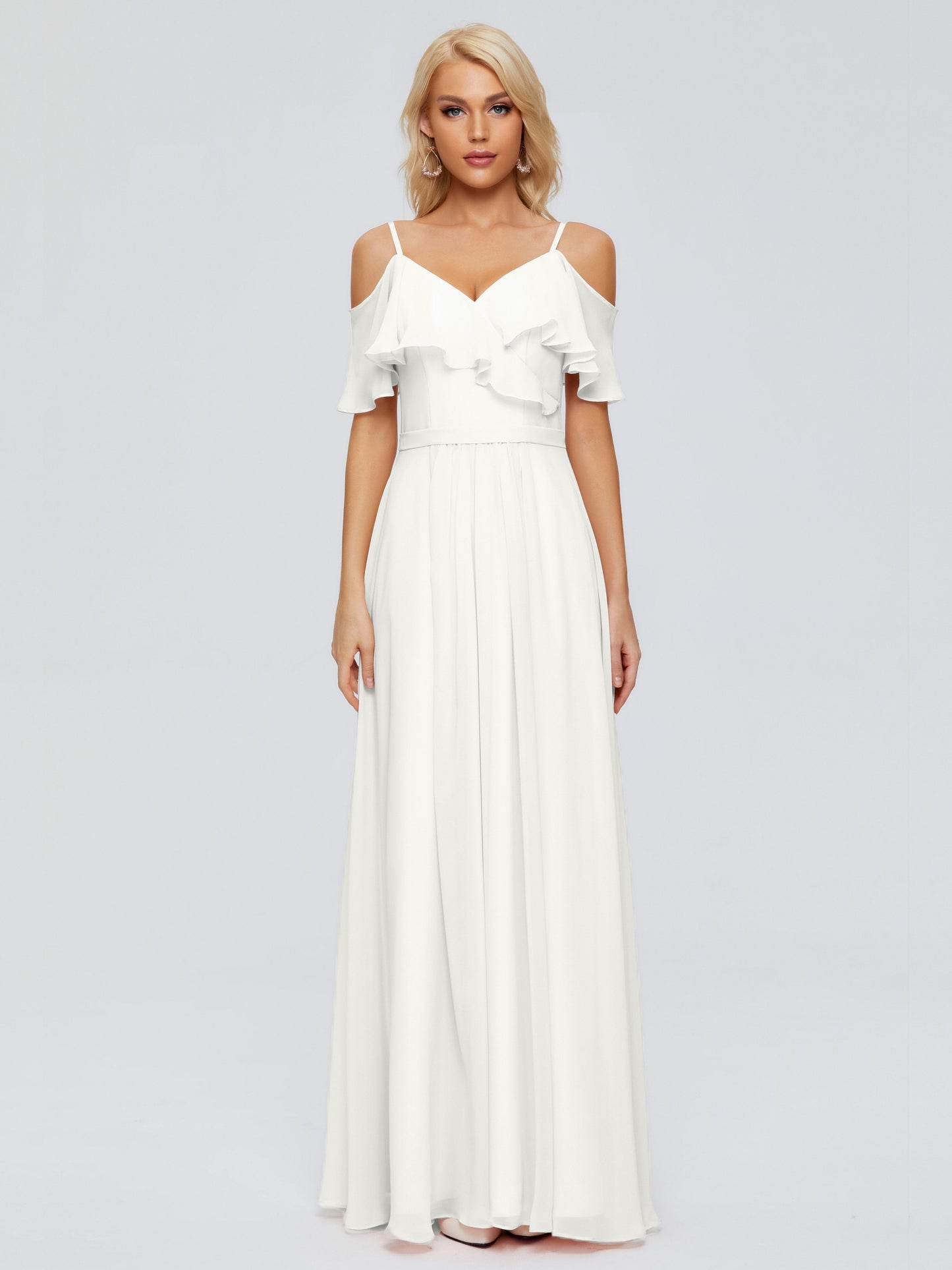 Katherine Spaghetti Straps Ruffles Chiffon Bridesmaid Dresses