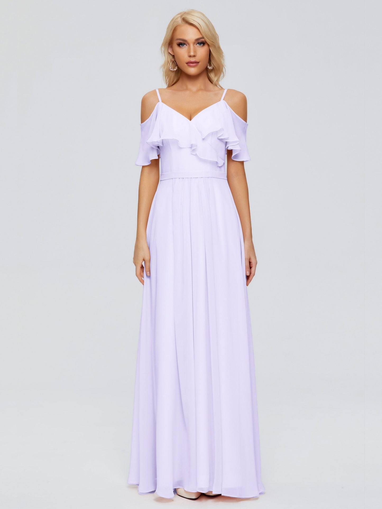 Katherine Spaghetti Straps Ruffles Chiffon Bridesmaid Dresses