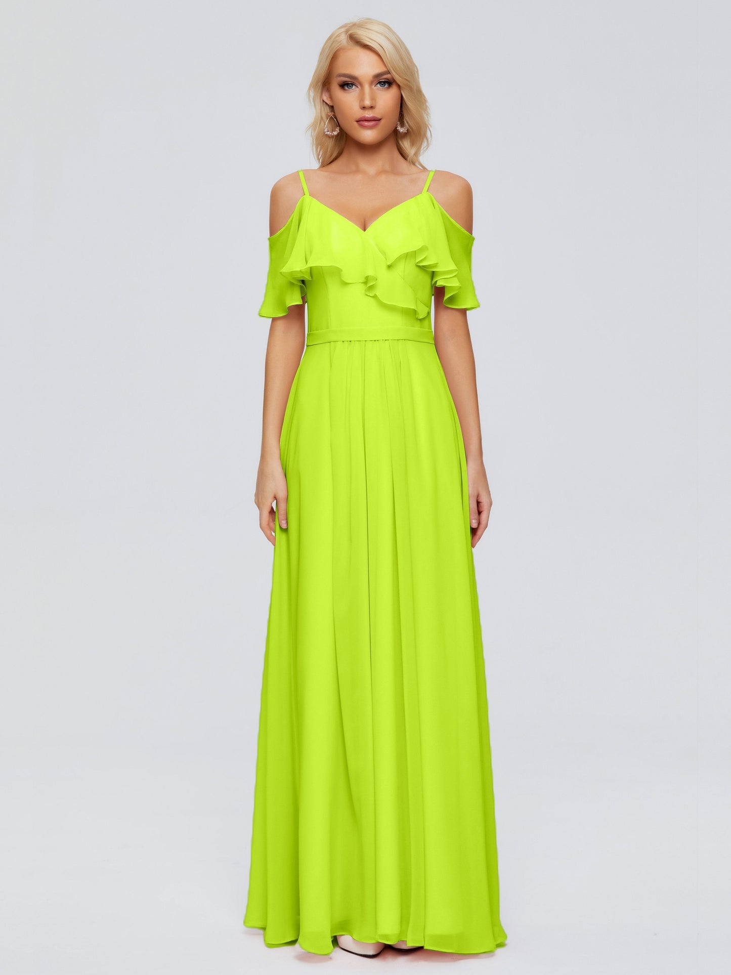 Katherine Spaghetti Straps Ruffles Chiffon Bridesmaid Dresses