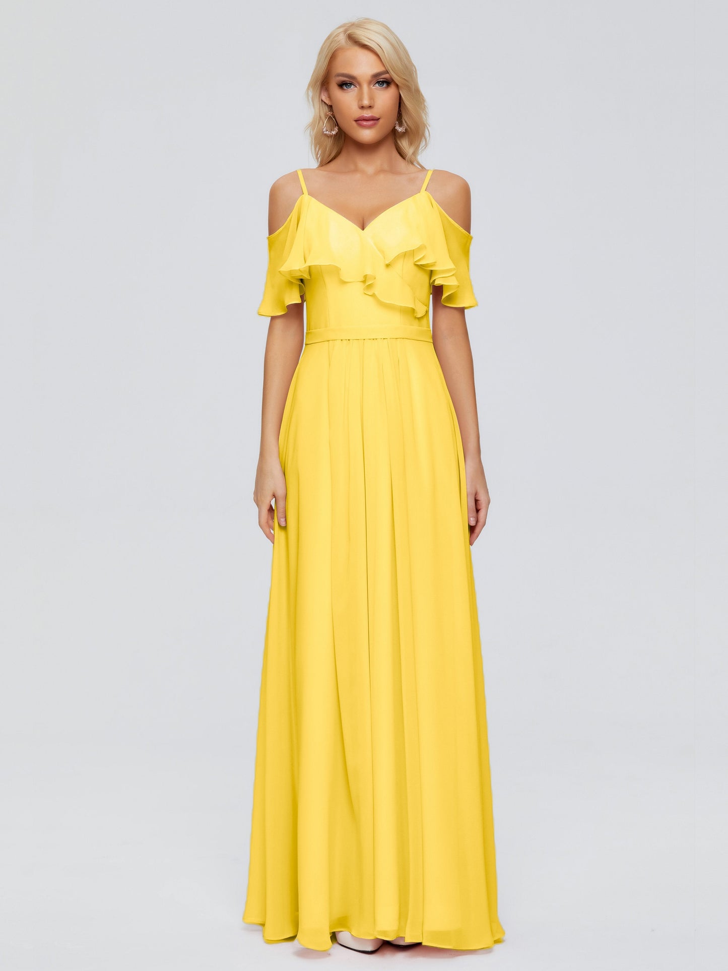 Katherine Spaghetti Straps Ruffles Chiffon Bridesmaid Dresses