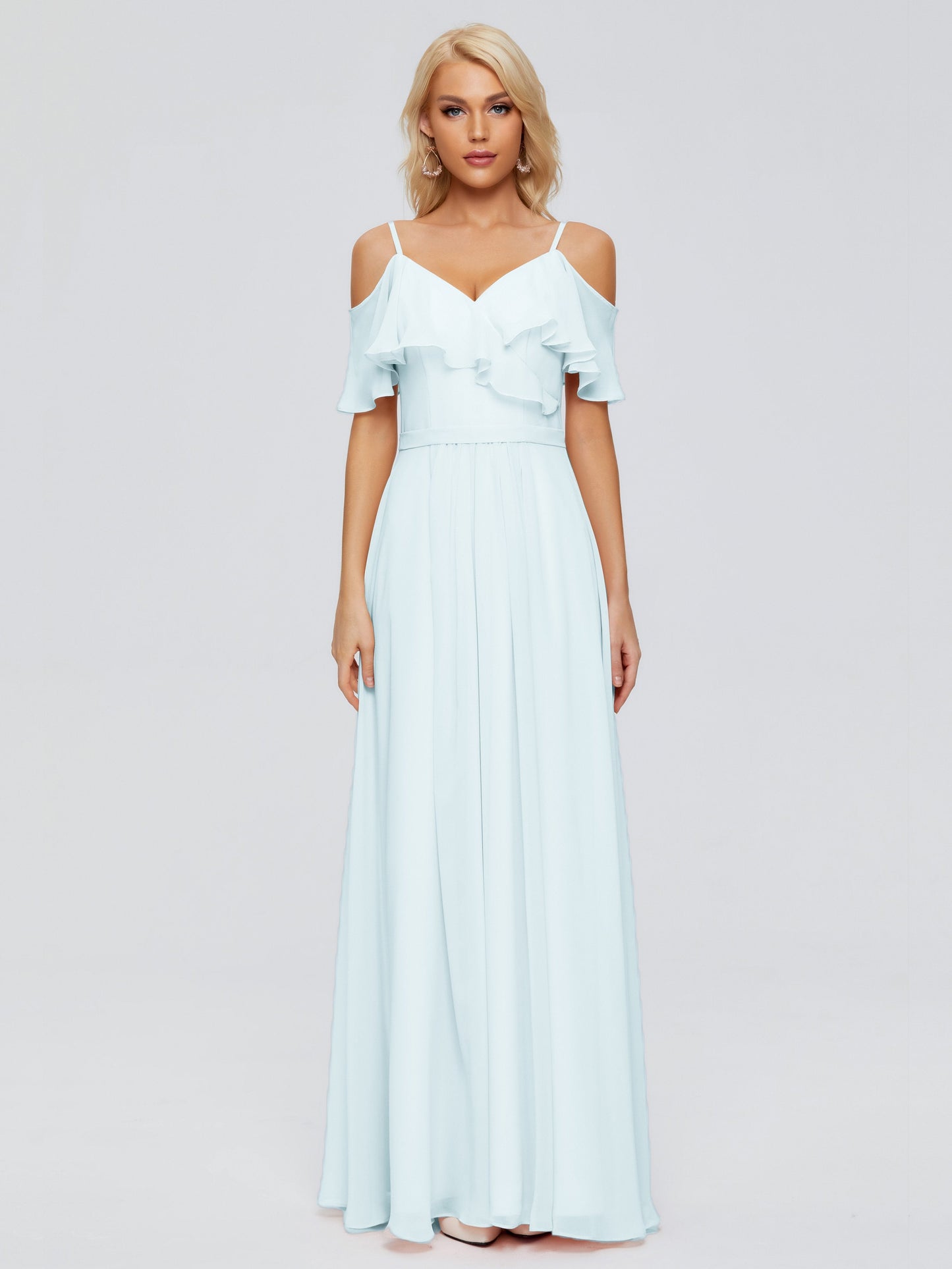 Katherine Spaghetti Straps Ruffles Chiffon Bridesmaid Dresses