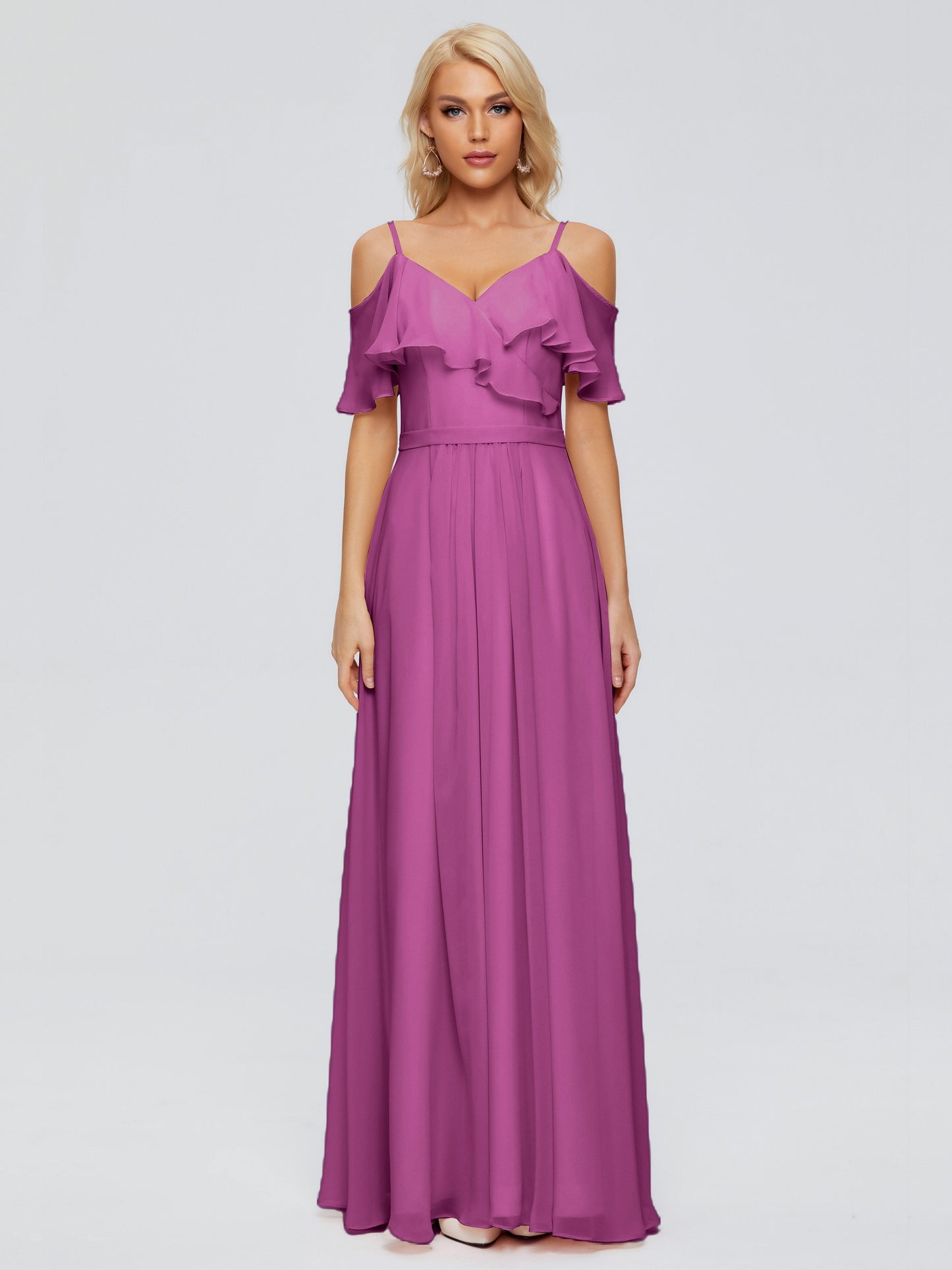 Katherine Spaghetti Straps Ruffles Chiffon Bridesmaid Dresses